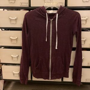burgundy zip-up hoodie